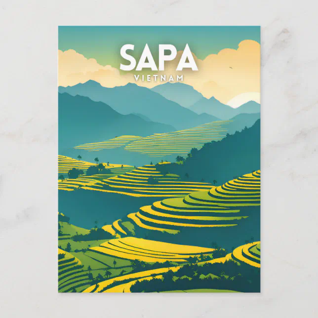 Sapa Lettering Sapa Vietnam illustration Poster Postcard | Zazzle