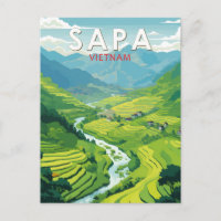 Sapa Vietnam Travel Art Vintage
