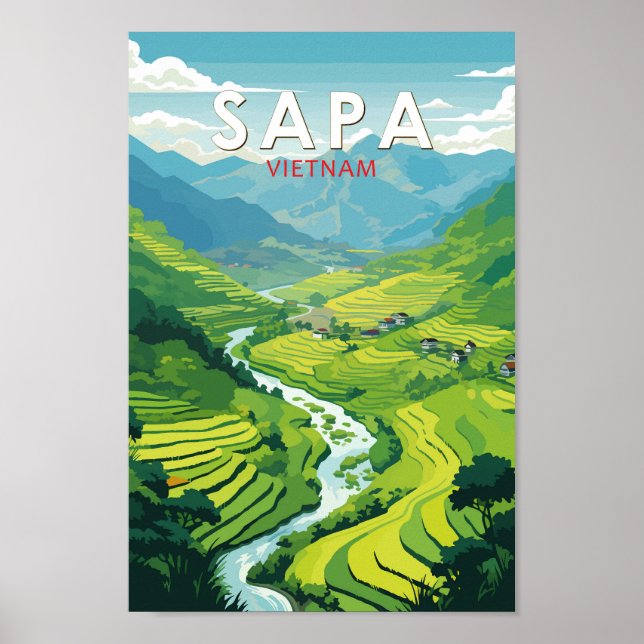 Sapa Vietnam Travel Art Vintage Poster (Front)