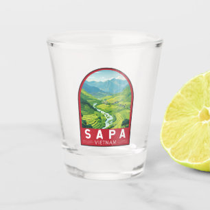 Sapa Vietnam Travel Art Vintage Shot Glass