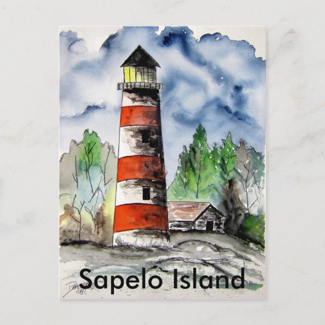 Sapelo Island Lighthouse Georgia Nautical art gift Postcard (Front)