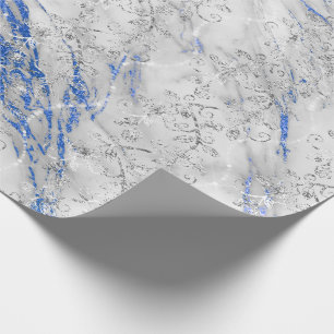 Saphire Diamonds Marble Cobalt Blue White Grey Wrapping Paper