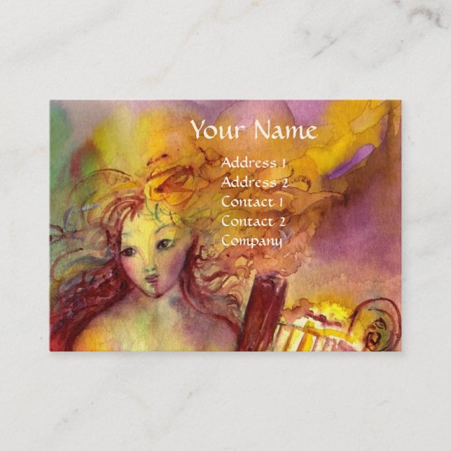 SAPHO , MUSIC AND POETRY, bright red yellow green Business Card (Front)