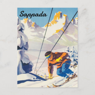 Sappada, Man on a Ski Track, Italy Postcard