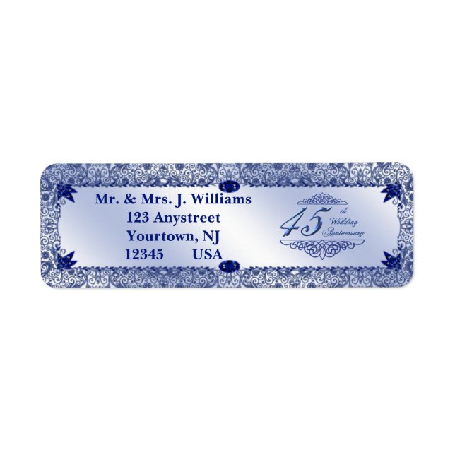 Sapphire 45th Wedding Anniversary Address Label Return Address Label (Front)