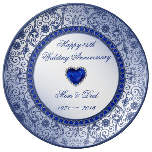 Sapphire 45th Wedding Anniversary Porcelain Plate