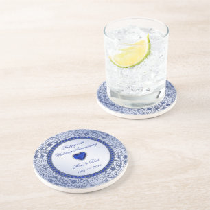 Sapphire 45th Wedding Anniversary Round Coaster