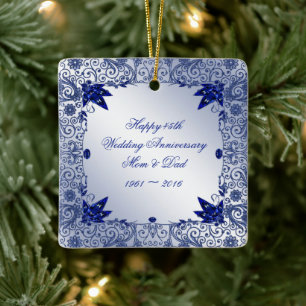 Sapphire 45th Wedding Anniversary Square Ornament