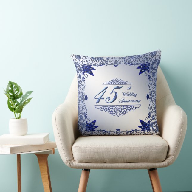 Sapphire 45th Wedding Anniversary Throw Pillow (Chair)