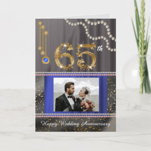 Sapphire 65th Anniversary Gold Number & Pearls Card