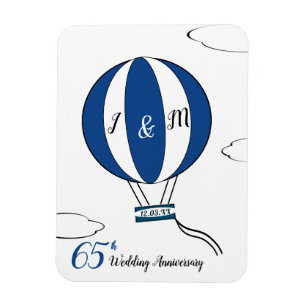 Sapphire 65th wedding anniversary hot air balloon  magnet