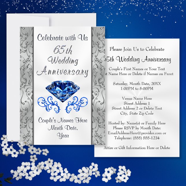 Sapphire 65th Wedding Anniversary Invitations (65th Wedding Anniversary Invitations. Sapphire Wedding Anniversary. What is the symbol for 65th wedd)