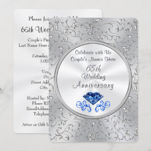 Sapphire 65th Wedding Anniversary Invitations