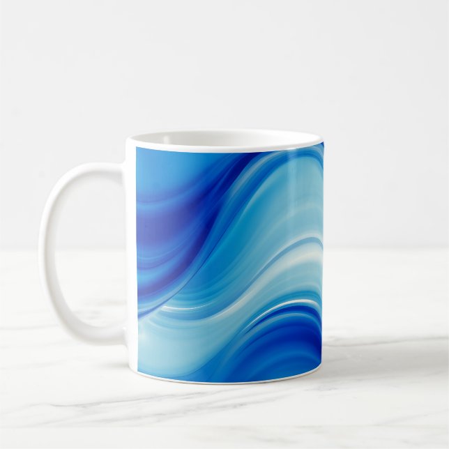 Sapphire Abstract Wave Glow Art Coffee Mug (Left)