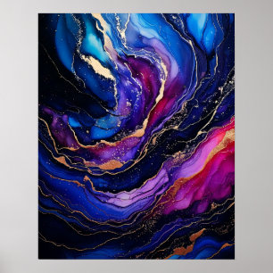 Sapphire Amethyst Alcohol Ink Poster