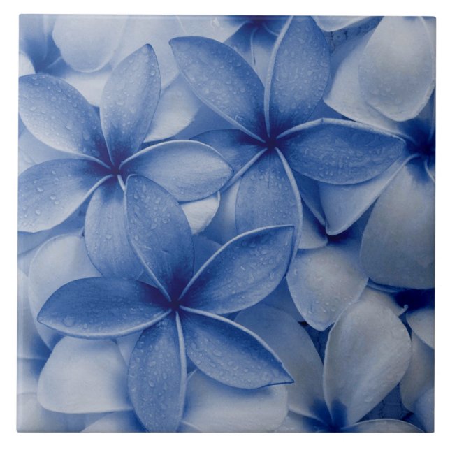 Sapphire and Azure Flowers  Ceramic Tile (Front)