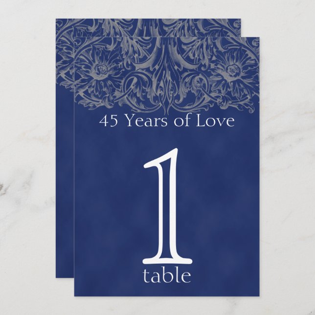 Sapphire and Silver 45th Anniversary Table Number (Front/Back)