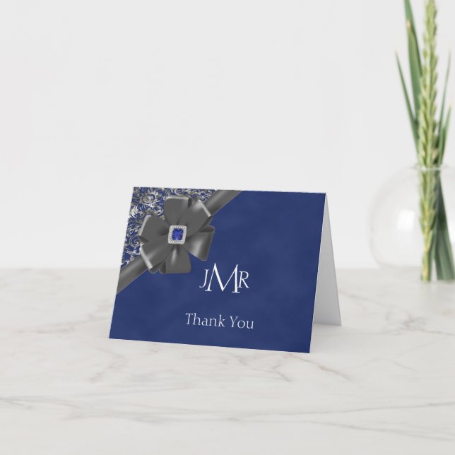 Sapphire and Silver 45th Anniversary Thank You Card (Front)
