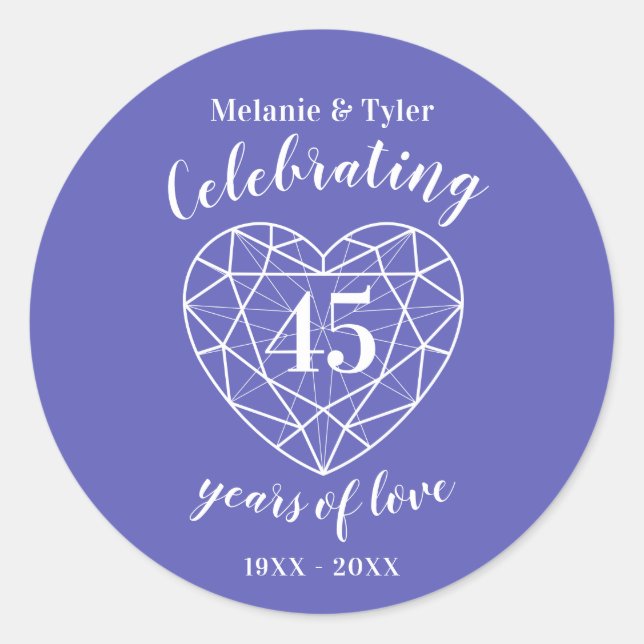 Sapphire anniversary 45 years of love stickers (Front)