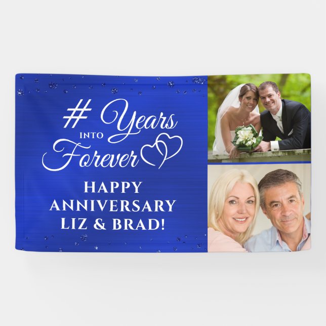 Sapphire Anniversary Hearts YEARS INTO FOREVER Banner (Horizontal)