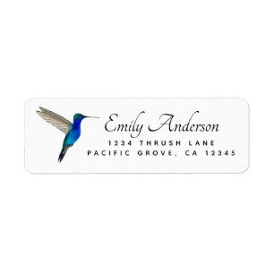 Sapphire-bellied Hummingbird return address  Label
