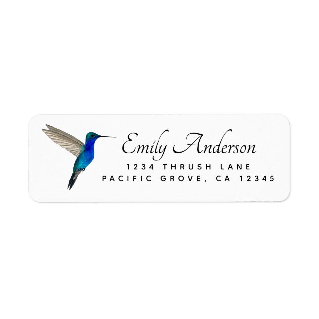 Sapphire-bellied Hummingbird return address  Label (Front)