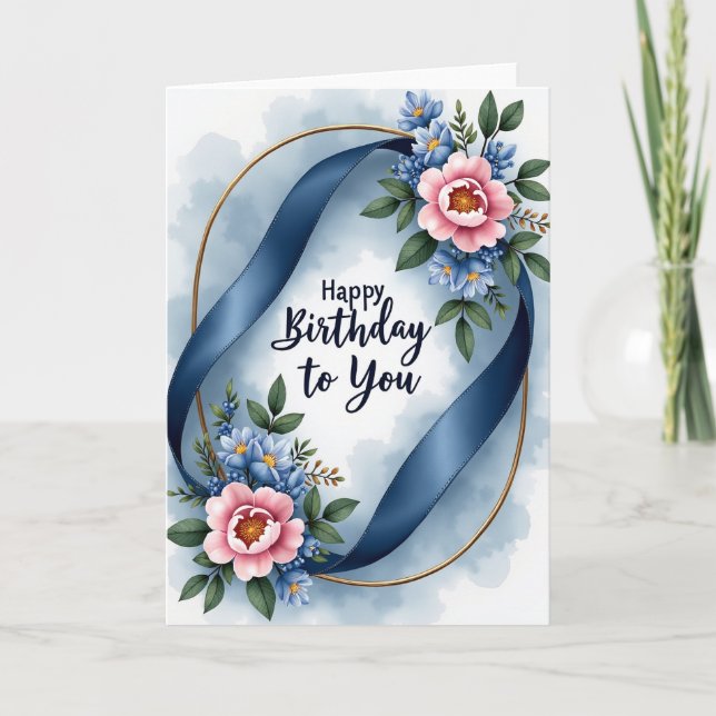 Sapphire Bloom Birthday Card (Front)