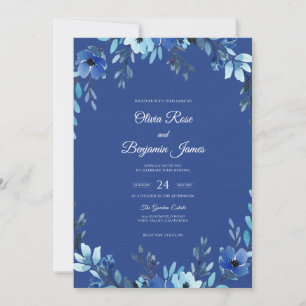 Sapphire Blossom Wedding Invitation