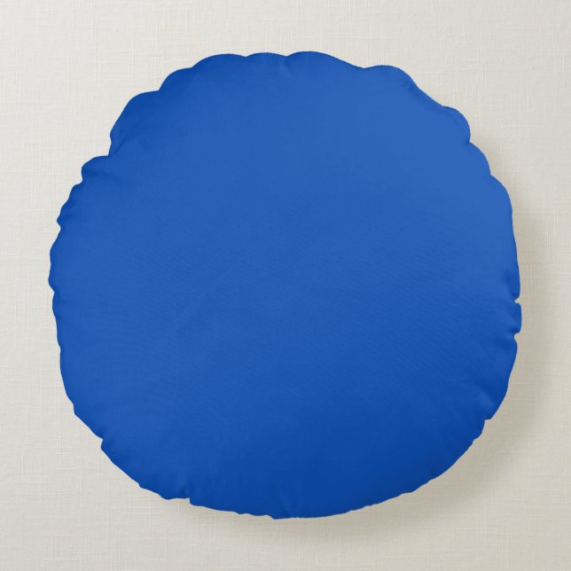 🌈Sapphire Blue (#0F52BA) Solid Blue Colour Shades Round Cushion (Front)