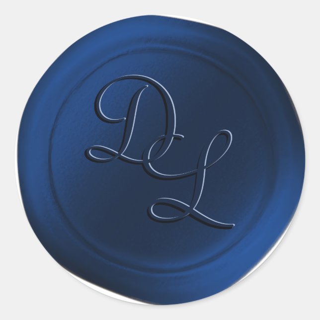 Sapphire Blue 2 Letter Monogram Wax Seal Stickers (Front)