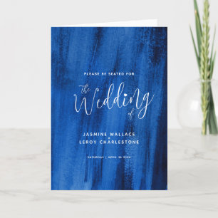 Sapphire blue abstract art wedding program