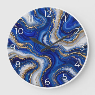 Sapphire Blue Agate Epoxy Wall Clock