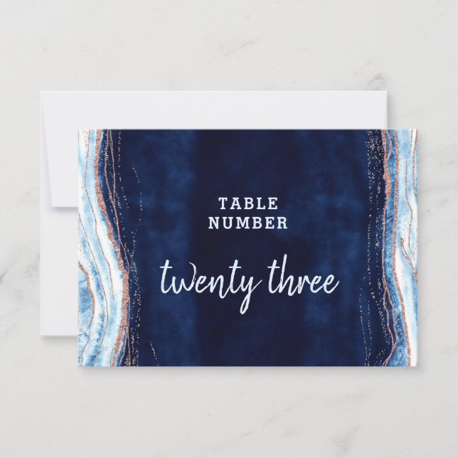 Sapphire Blue Agate Geode Wedding Table Numbers (Front)
