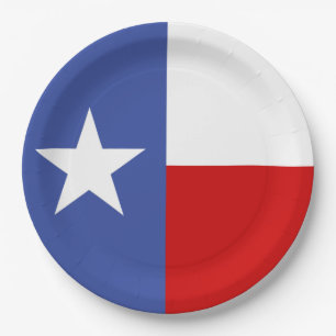 Sapphire Blue and Red Texas Flag Paper Plate