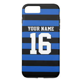 Sapphire Blue Black Sports Jersey Preppy Stripe iPhone 8 Plus/7 Plus Case
