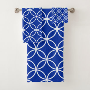 Sapphire Blue Circles Tiles Pattern Bath Towel Set