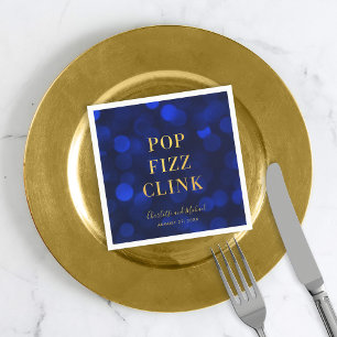 Sapphire Blue Faux Gold Pop Fizz Clink Napkin
