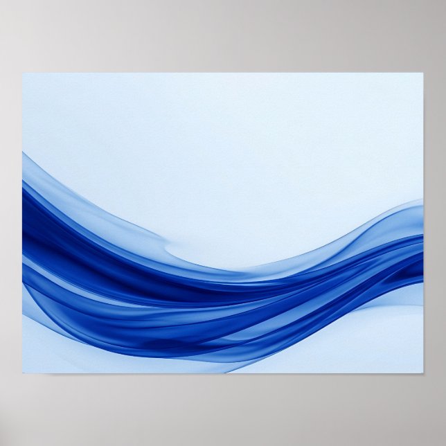 Sapphire Blue Fluid Wave Abstract Poster (Front)