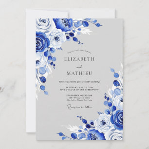 Sapphire Blue Frosty Winter Wedding Invitation