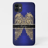 Sapphire Blue Gold Angel Wings w Diamond Jewels