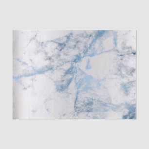 Sapphire Blue Grey Silver Marble Metallic Abstract Tissue Paper