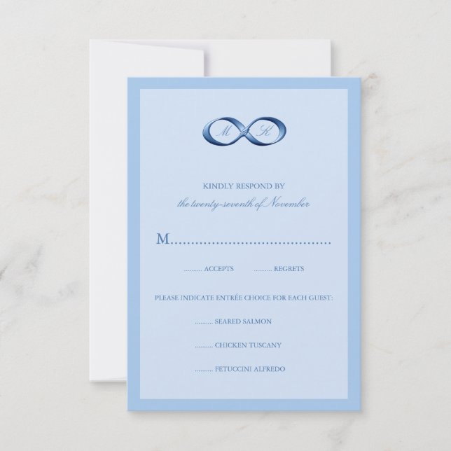 Sapphire Blue Infinity Hand Clasp Wedding RSVP Card (Front)
