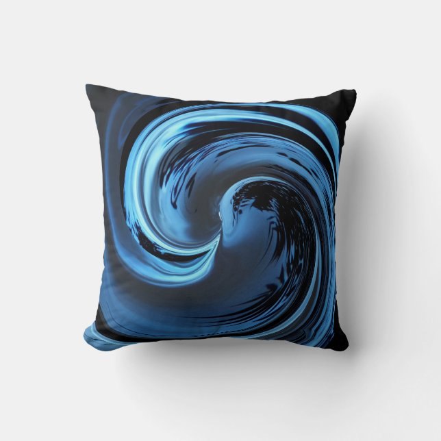 Sapphire Blue Island Wave Throw Pillow (Front)
