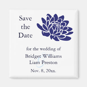 Sapphire Blue Lotus Flower Save the Date Magnet