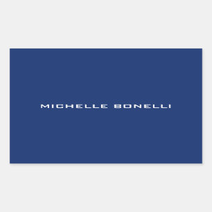 Sapphire Blue Minimalist Plain Legible Modern Rectangular Sticker