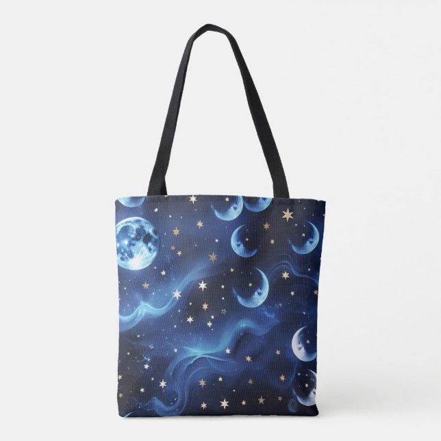 Sapphire Blue Moon Phases Tote Bag (Back)