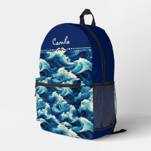 Sapphire Blue Ocean Printed Backpack