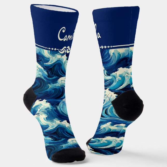 Sapphire Blue Ocean Socks (Angled)