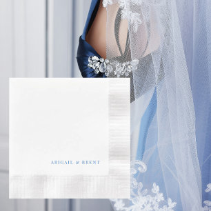 Sapphire Blue Personalized Coined Wedding Napkin