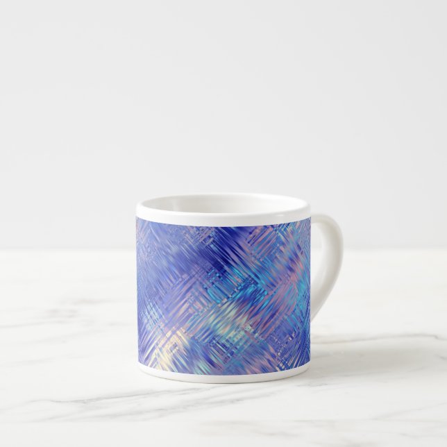 Sapphire Blue Scribbled Texture Espresso Cup (Front Right)